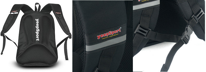 polski plecak do szkoły yeepSport - zdjęcie detali plecaka szkolnego - szelki, taśma odblaskowa, plecy